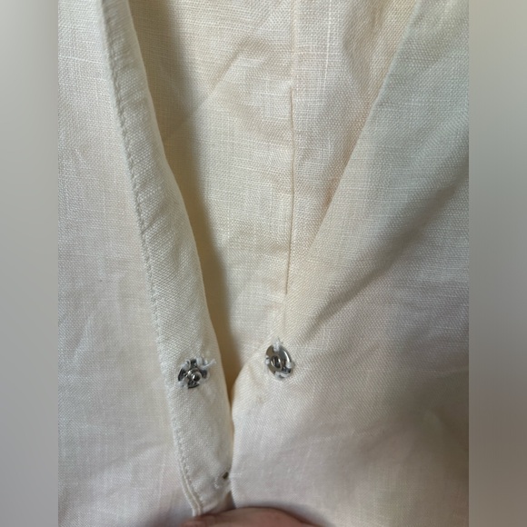 DISSH Banks Button Down Vest in cream linen - Picture 6 of 7